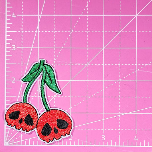Red Skull Cherry Embroidery On Patch
