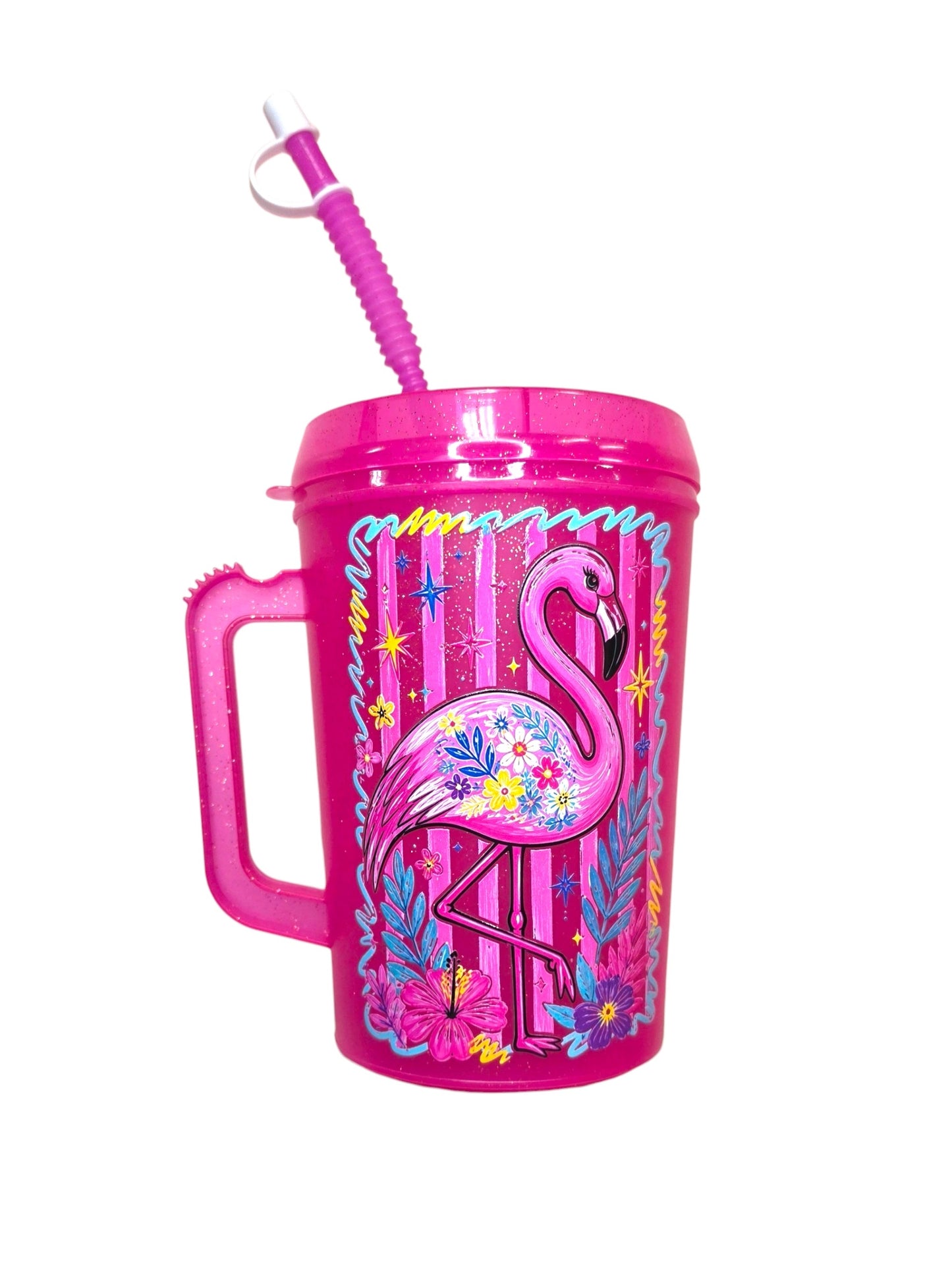Pink Flamingo Coastal Striped Mug HIP SIPS Mega Mug 34oz