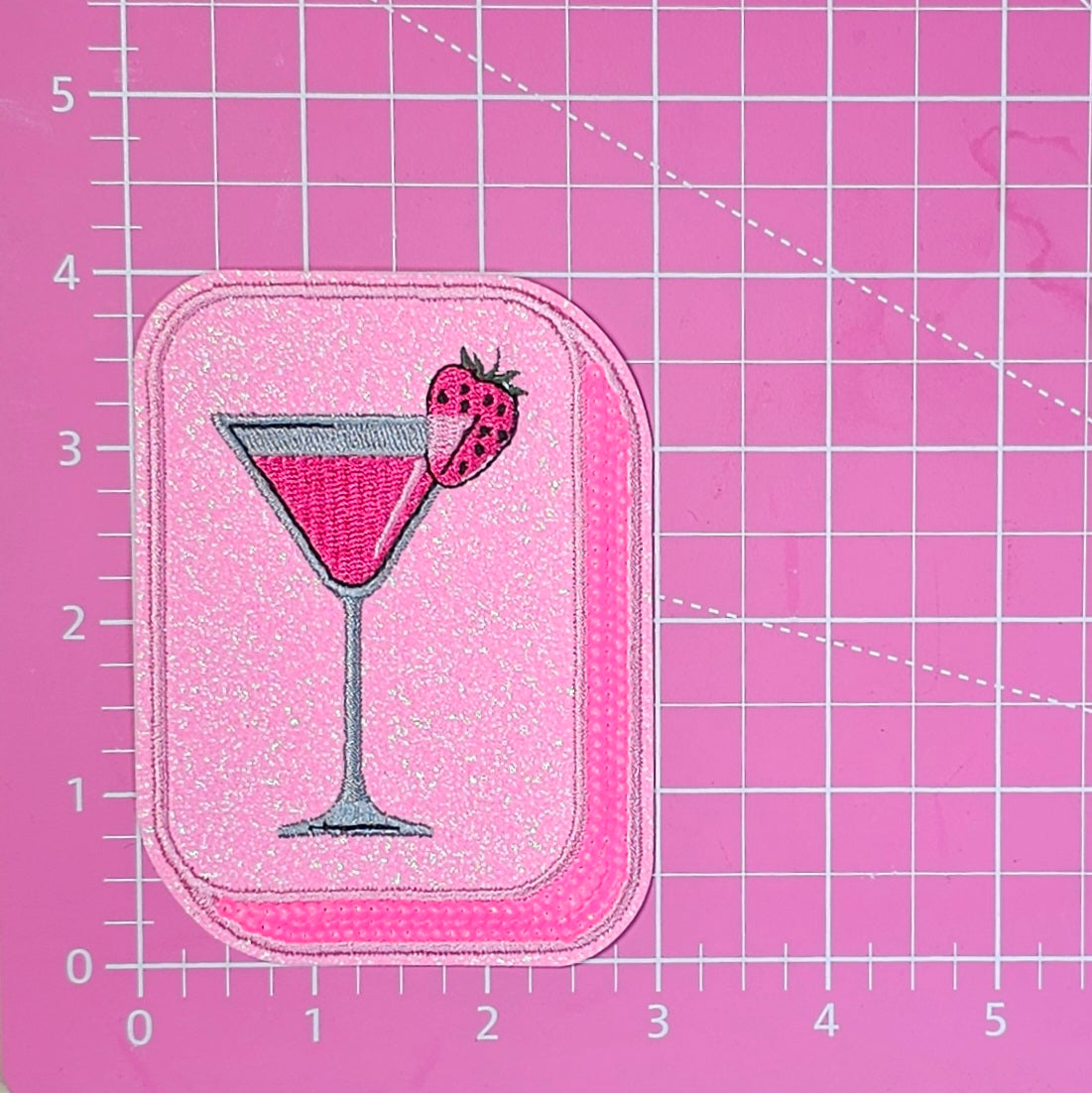 Mahjong Tile Pink Sequin Glitter Iron On Patches