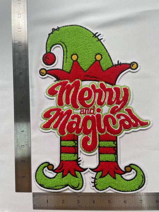 Merry Magical Elf Chenille Iron-on Patch