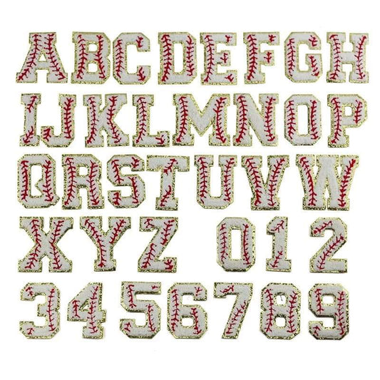 Baseball Chenille Iron On Rose Gold Glitter Letter Patches