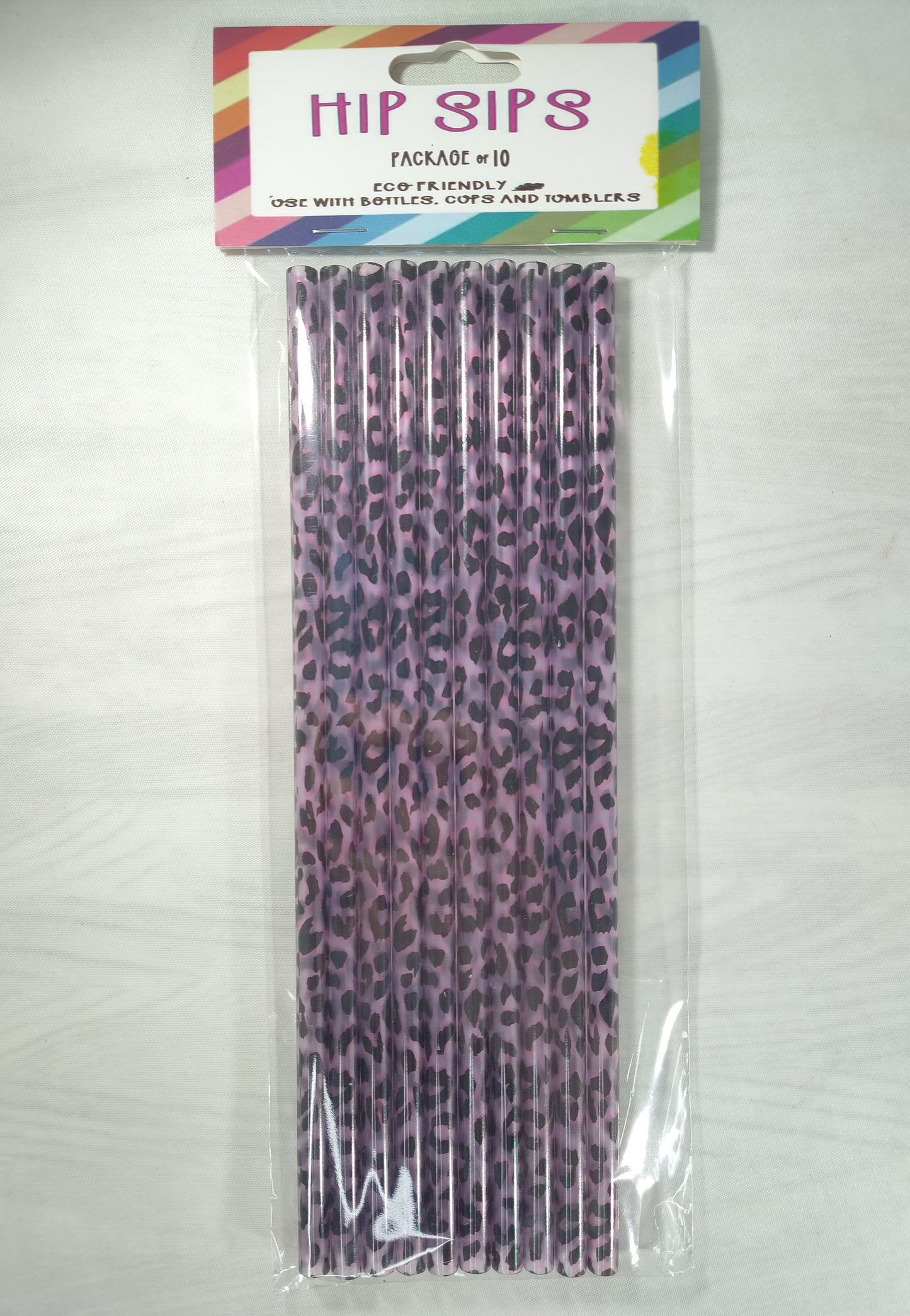 Purple Cheetah Straw Collection