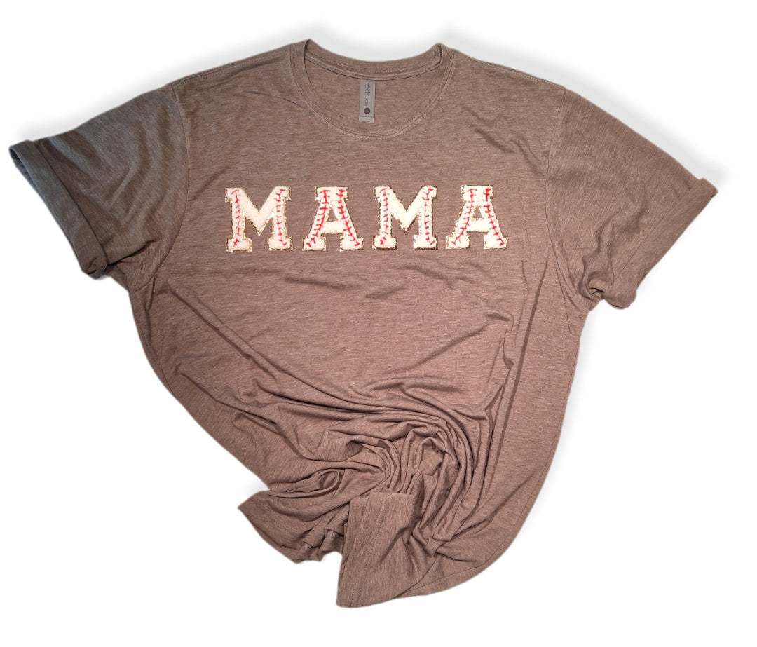 Baseball MAMA Chenille Patch Shirt (GREY)