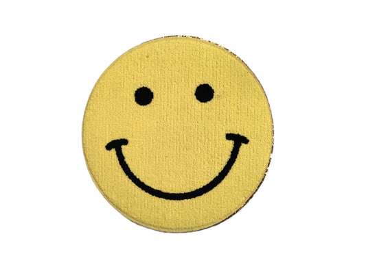 Large Yellow Smile Chenille Gold Glitter Iron On Patch