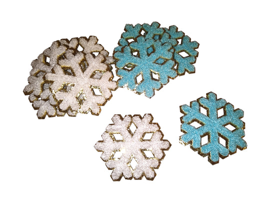 Snowflake Chenille Gold Glitter Iron On Patch