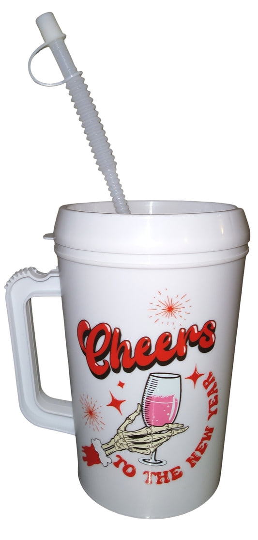 "CHEERS SKELETON NEW YEAR" HIP SIPS Mega Mug 34oz