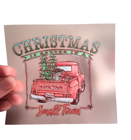 Christmas in a Small Town, Little Red Truck UV Waterproof Die Cut Transfers