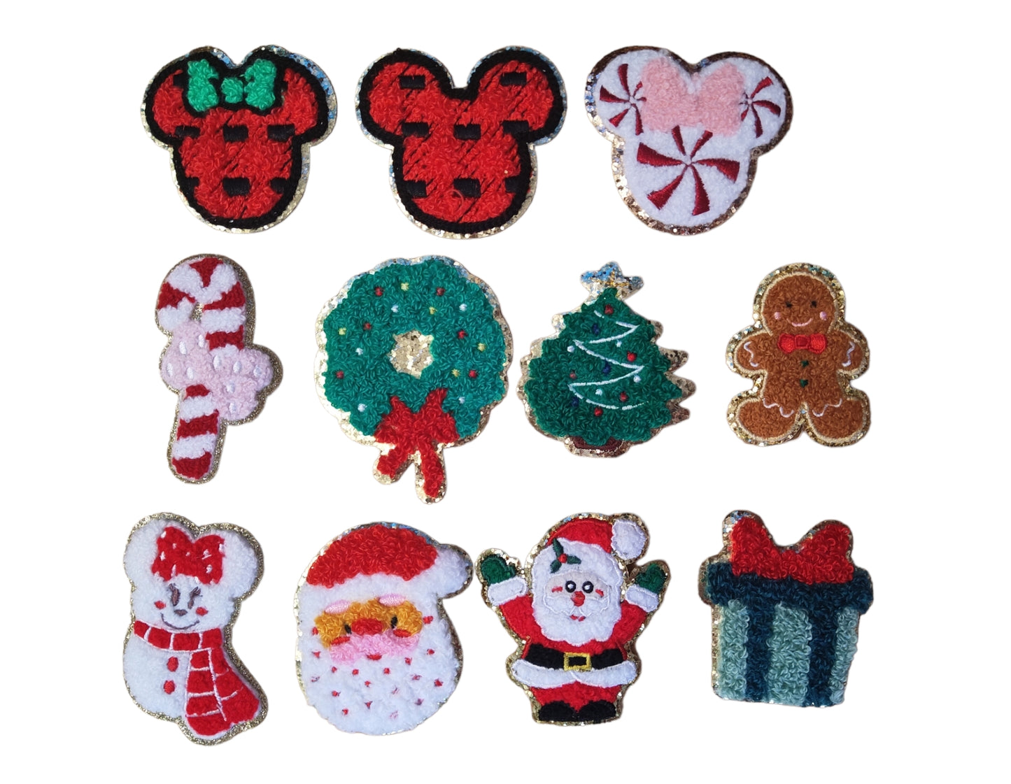 Small Christmas Patches Gold Glitter Iron On Patch