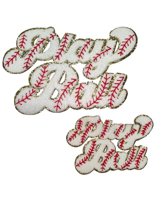 Playball Baseball Chenille Iron-on Patch