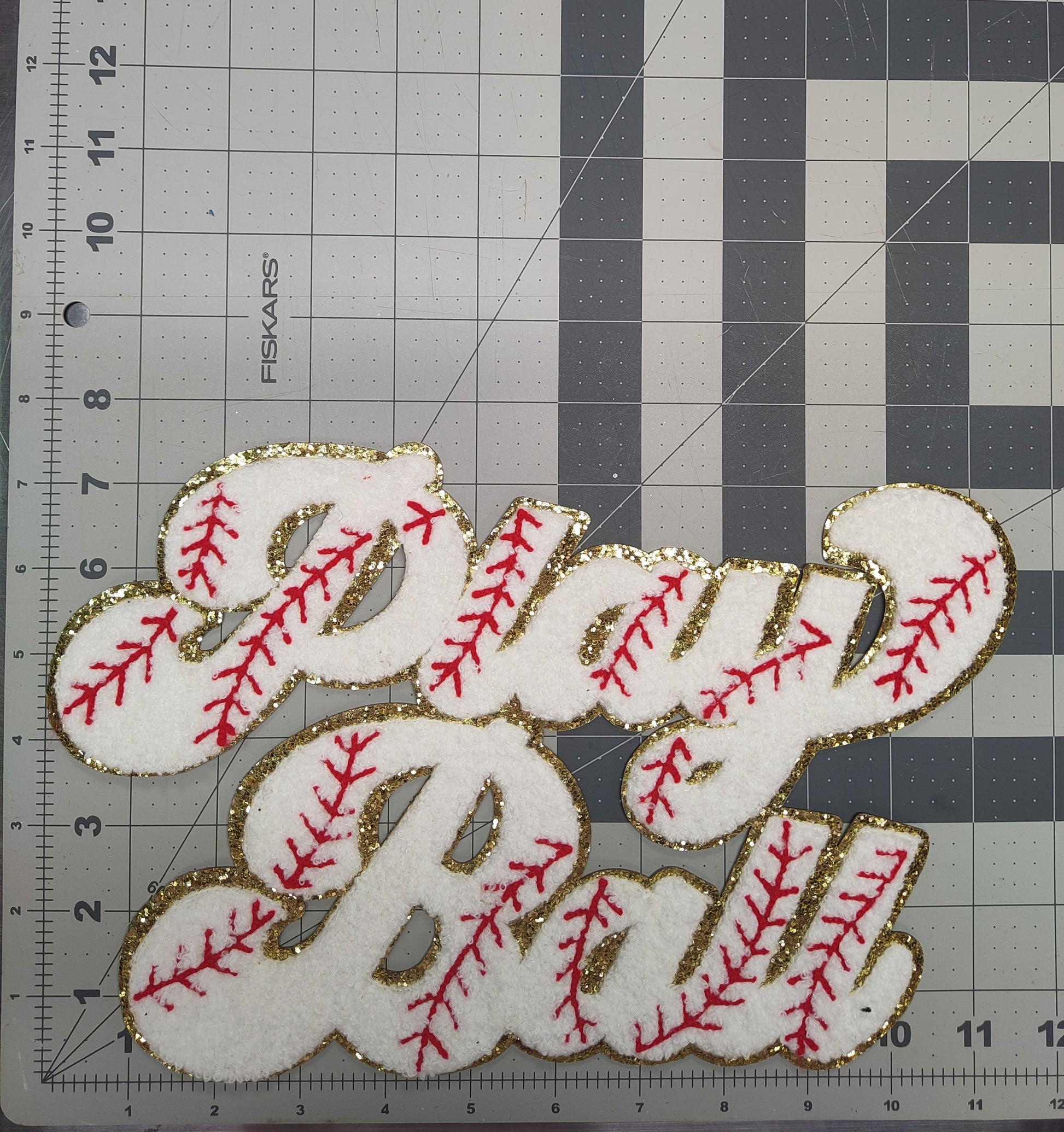 Chenille Iron-On Patches - Play Ball - Softball