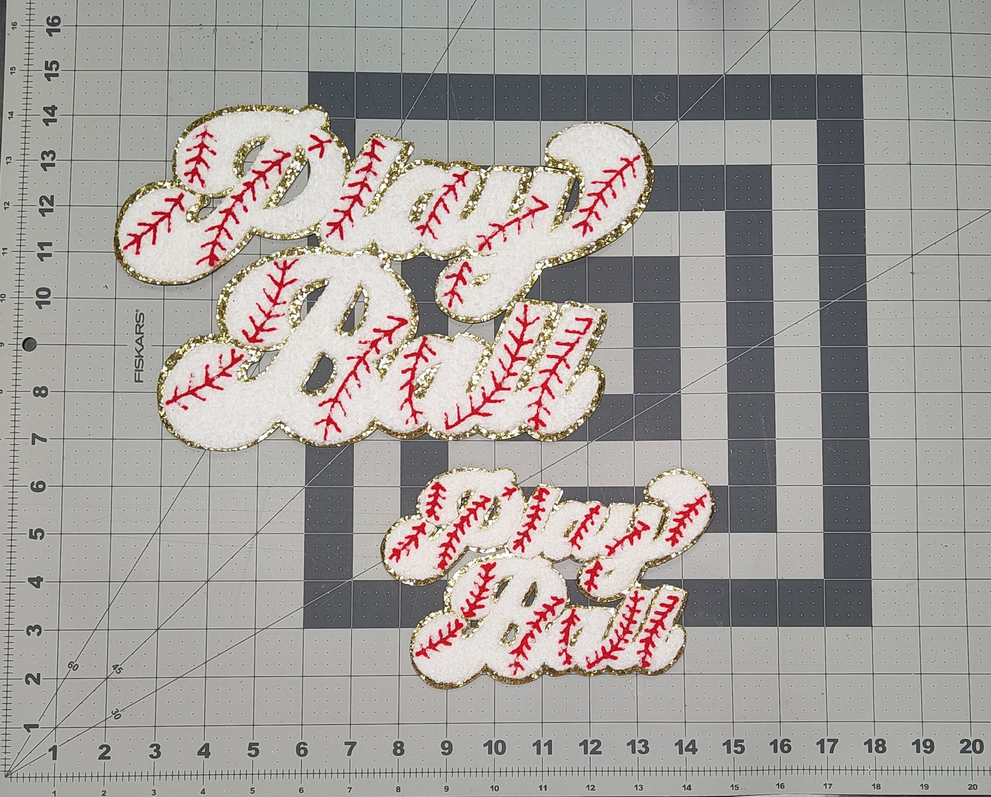 Playball Baseball Chenille Iron-on Patch