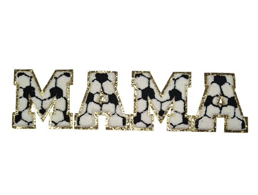 Soccer Chenille Gold Glitter Iron On Patches