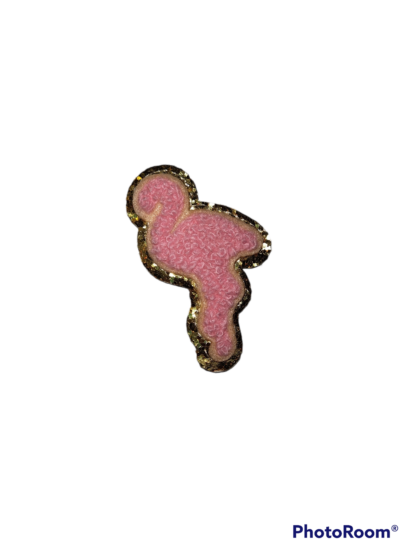 Flamingo Gold Glitter Iron On Patches
