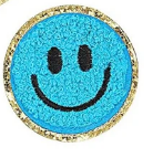 Smile Face Iron On Gold Glitter Patches