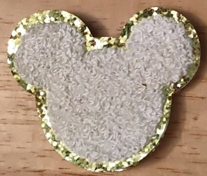 Mouse Head Gold Glitter Iron On Patches
